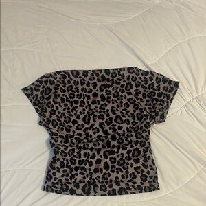 SHEIN Leopard Print Crop Top in Brown and Black